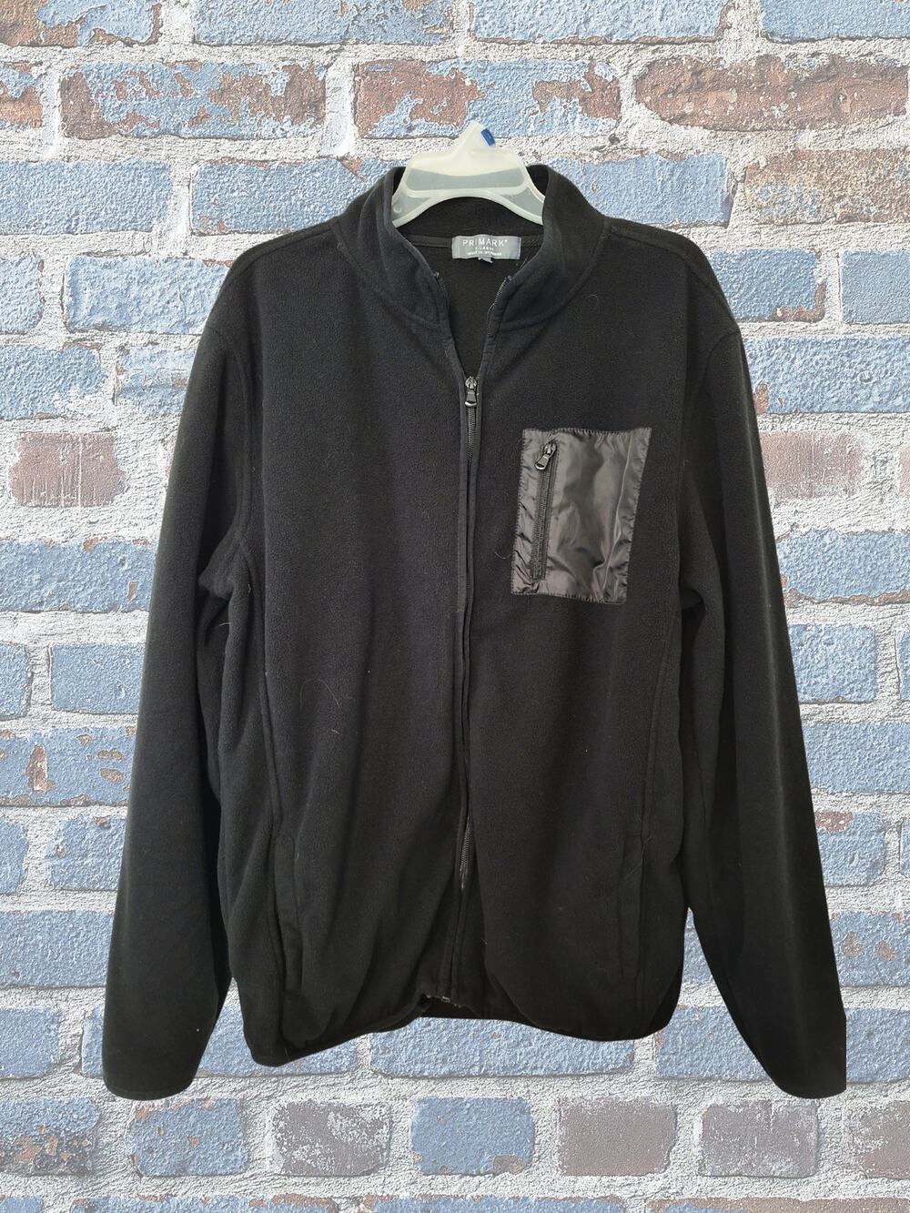 Primark XL Black Zip Up Medium Weight Jacket with Front Zip Up Pocket